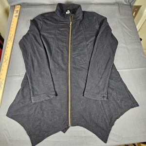XCVI Black Zip Front Long Sleeve Asymmetrical Hem Jacket Womens XL
